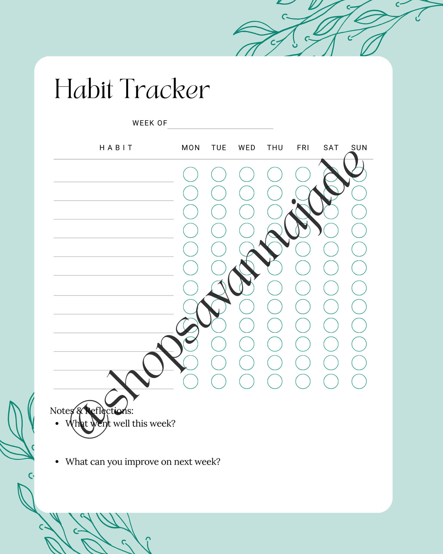 FREE Goal Getter Digital Download – Daily Focus, Weekly Goals & Botanical Habit Tracker