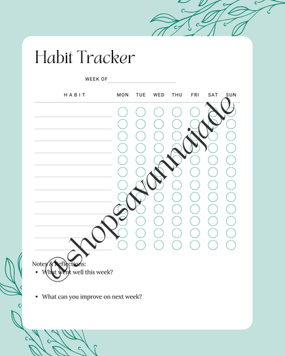 FREE Goal Getter Digital Download – Daily Focus, Weekly Goals & Botanical Habit Tracker