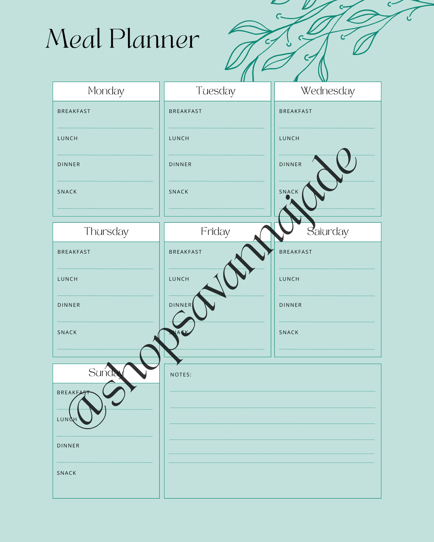Stay Nourished & Organized – Weekly Meal Planner + Grocery List Set
