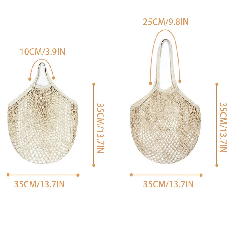 Reusable Cotton Mesh Market Bag – Short & Long Handle Options