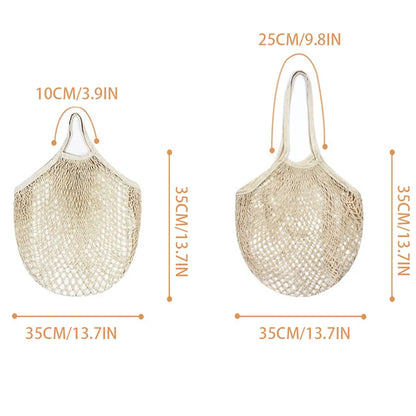 Reusable Cotton Mesh Market Bag – Short & Long Handle Options