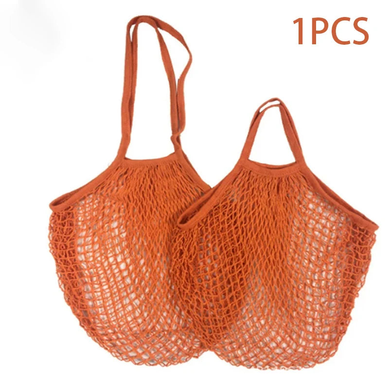 Reusable Cotton Mesh Market Bag – Short & Long Handle Options