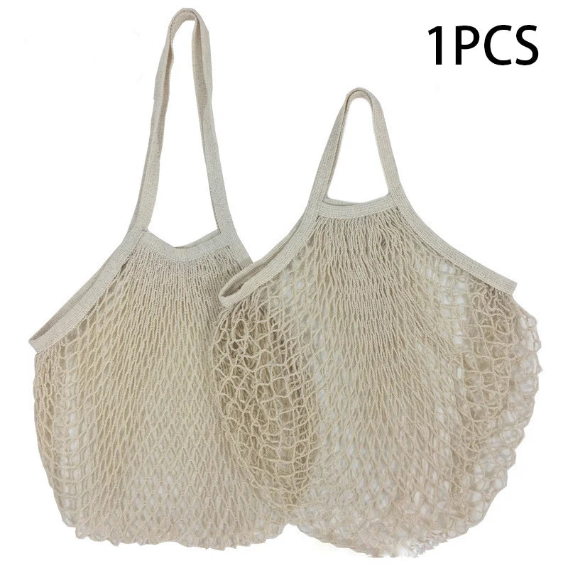 Reusable Cotton Mesh Market Bag – Short & Long Handle Options