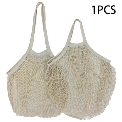 Reusable Cotton Mesh Market Bag – Short & Long Handle Options