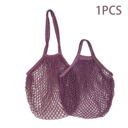 Reusable Cotton Mesh Market Bag – Short & Long Handle Options