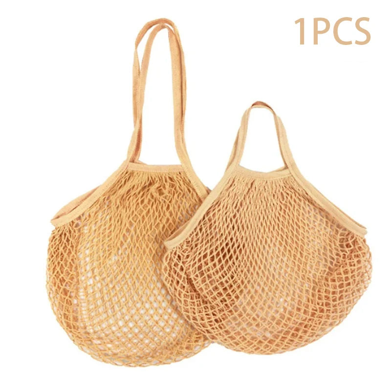 Reusable Cotton Mesh Market Bag – Short & Long Handle Options