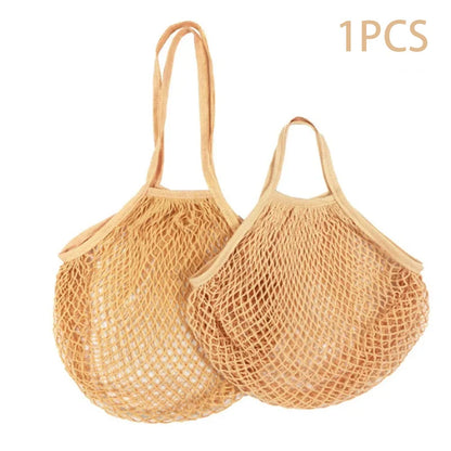 Reusable Cotton Mesh Market Bag – Short & Long Handle Options
