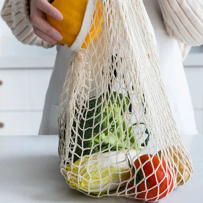 Reusable Cotton Mesh Market Bag – Short & Long Handle Options